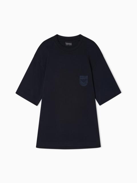 EMPORIO ARMANI HEAVY JERSEY T-SHIRT WITH SHIELD EMBROIDERY