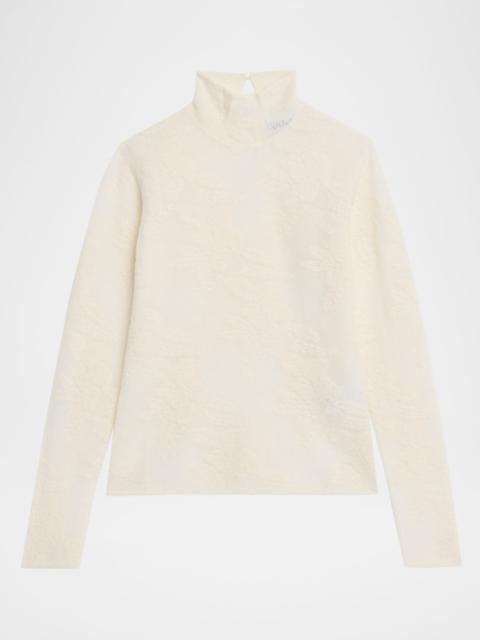 GANNI Sheer Floral Jacquard Turtleneck