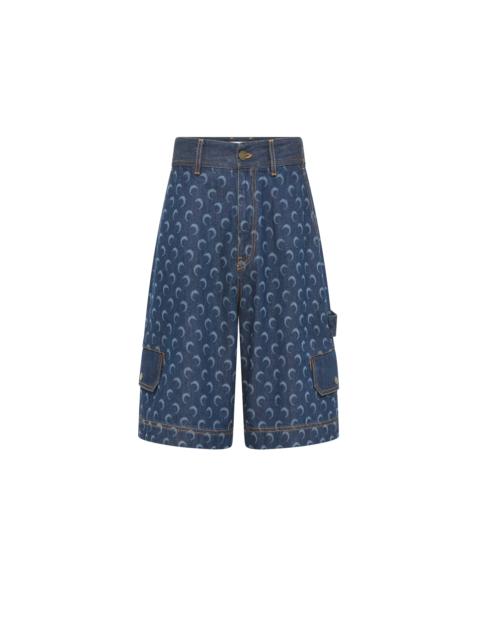 Marine Serre Midnight blue denim bermuda with pockets