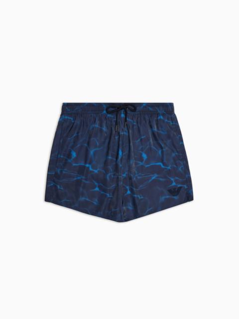 EMPORIO ARMANI Printed iridescent fabric swim shorts