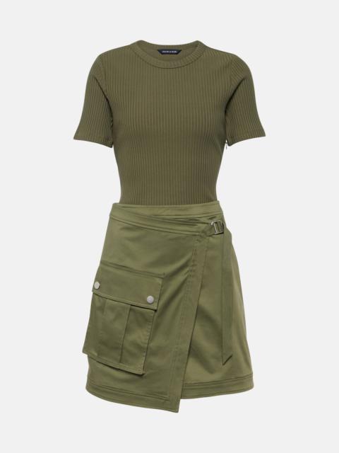 Asymmetric cotton-blend miniskirt