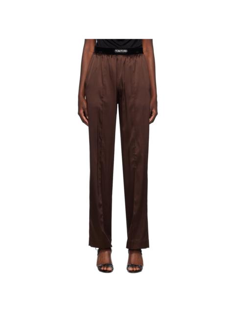 TOM FORD Brown Stretch Silk Pyjama Pants