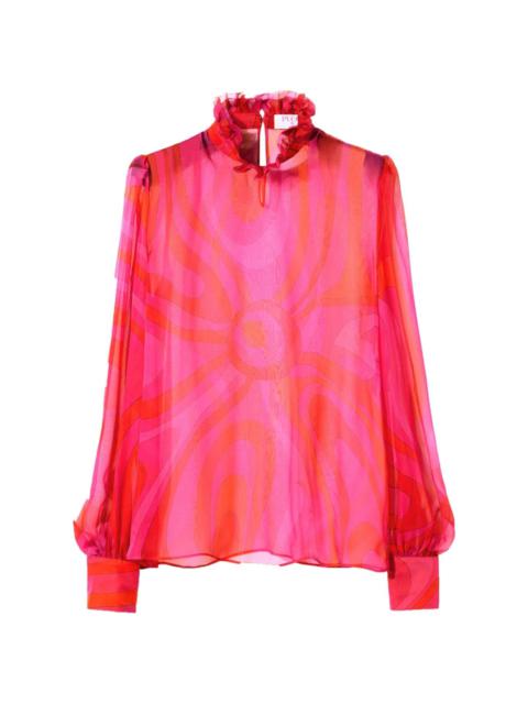 PUCCI semi-sheer silk chiffon blouse