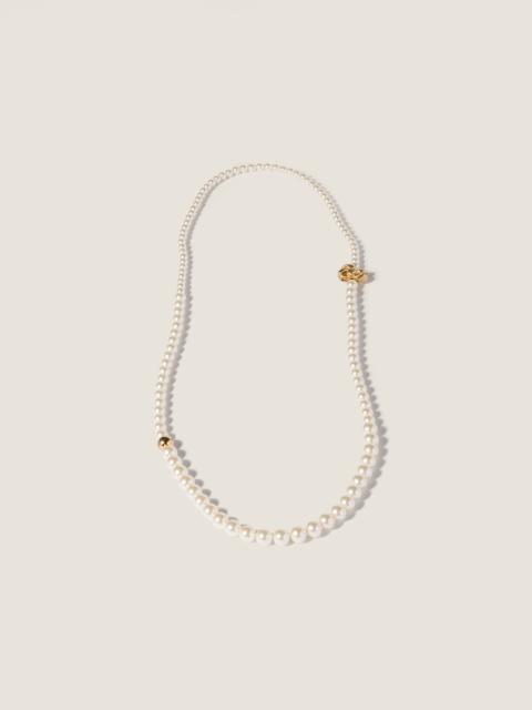 Miu Miu Metal and pearl necklace