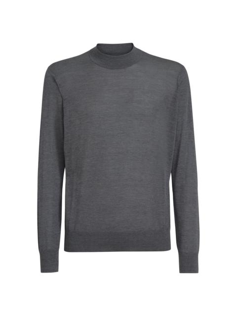 Brunello Cucinelli Men's Silk and Cotton Lightweight Sweater - Dark Grey