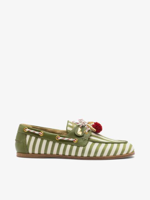 Larroudé Cyprus Boat Shoe Seaweed Striped Canva