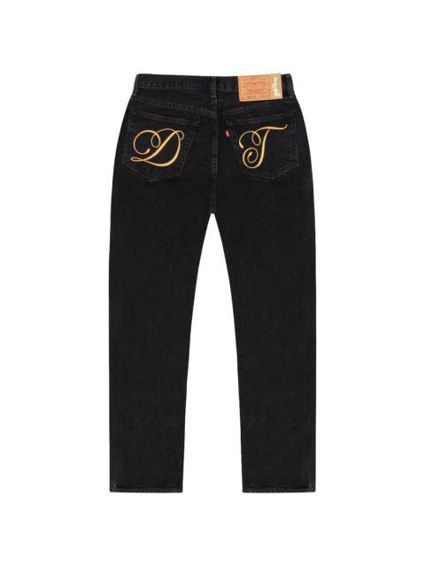 DENIM TEARS DT Metallic Gold Script 501 Jeans "Black" DT391