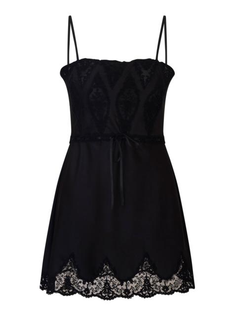 LoveShackFancy Sanna Lace-Detailed Mini Dress black