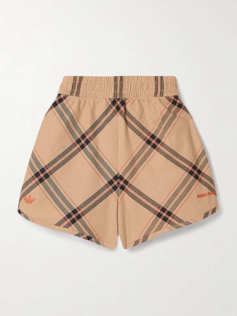 + Wales Bonner crochet-trimmed checked cotton-twill shorts