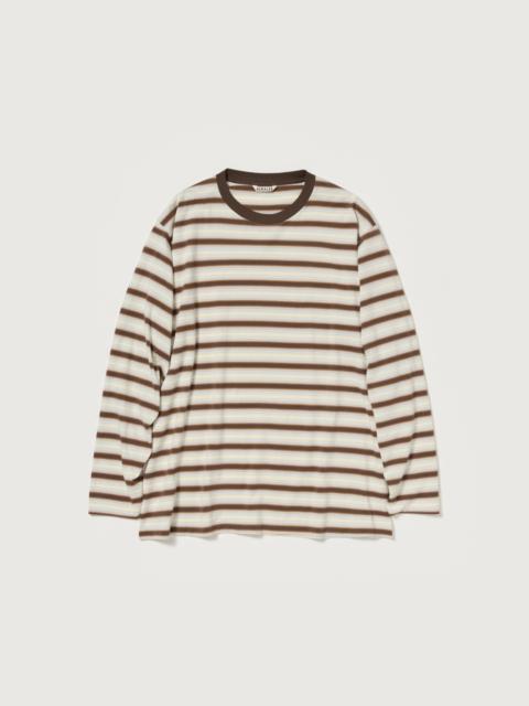 AURALEE GRADIENT STRIPE JERSEY L/S TEE