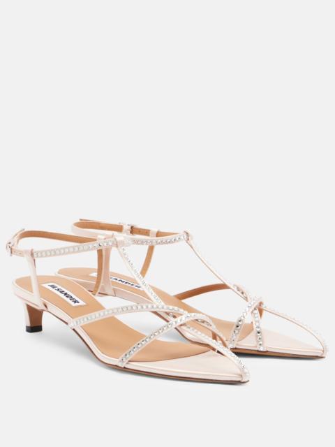 Jil Sander Cage crystal-embellished leather sandals