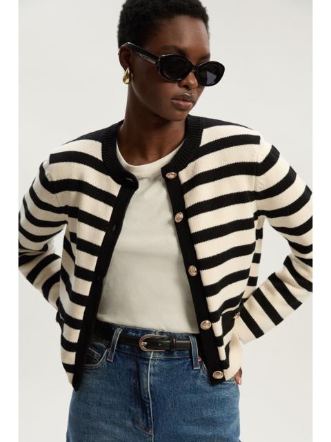 KAREN MILLEN Cotton Knit Nautical Boxy Stripe Jacket