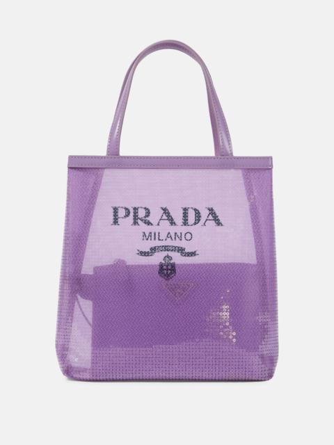 Prada Logo sequined tote