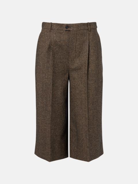 SAINT LAURENT Herringbone wool-blend Bermuda shorts