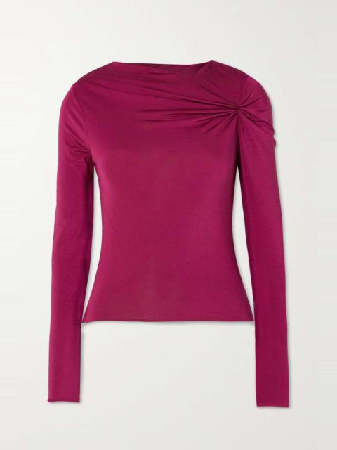 Nubria gathered stretch-jersey top