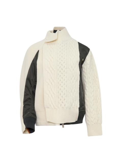sacai Nylon Twill Wool Knit Blouson