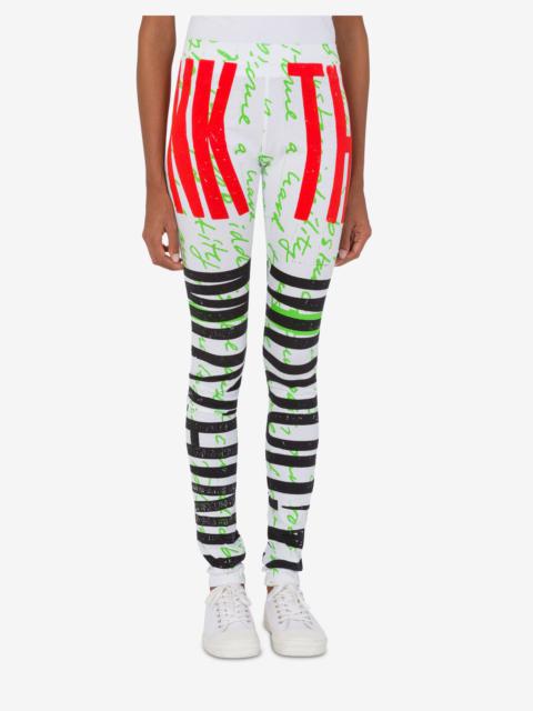 Moschino ORGANIC JERSEY LEGGINGS 'THINK TWICE'