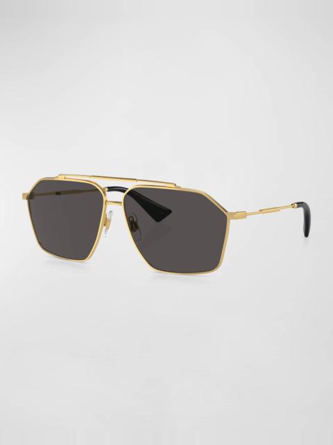 Dolce & Gabbana Men's dg2303 Double-Bridge Metal Aviator Sunglasses