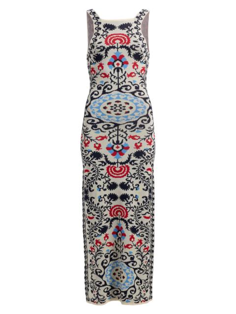 MISA Women's Sariah Textured-Print Midi-Dress - Summer Tapestry