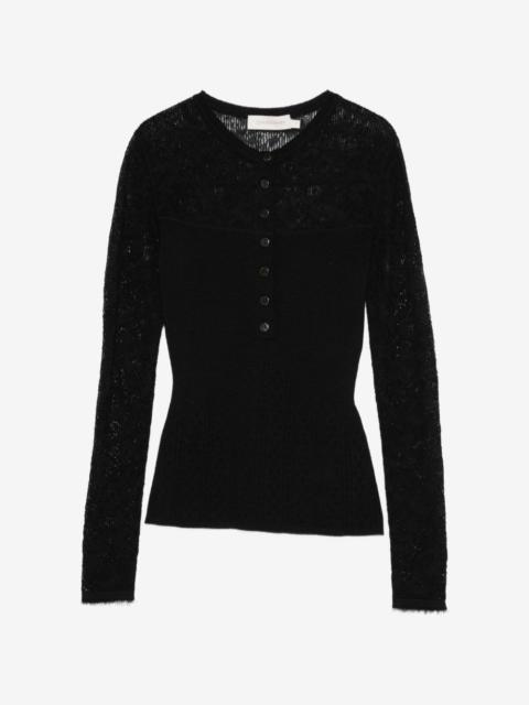 Zimmermann lace-panelled ribbed-knit sweater