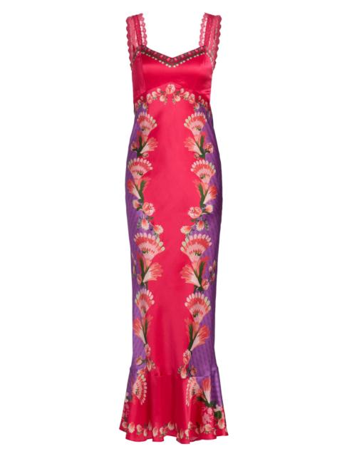 SALONI Women's Mimi Printed Silk Slip Dress - Feather Check
