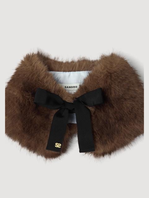 Sandro FAUX FUR COLLAR WITH RIBBON