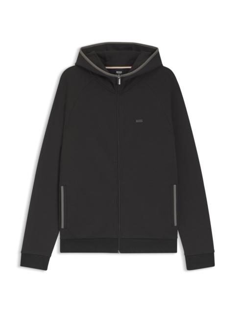 BOSS CONTRAST-BINDING ZIP-UP HOODIE IN A COTTON BLEND