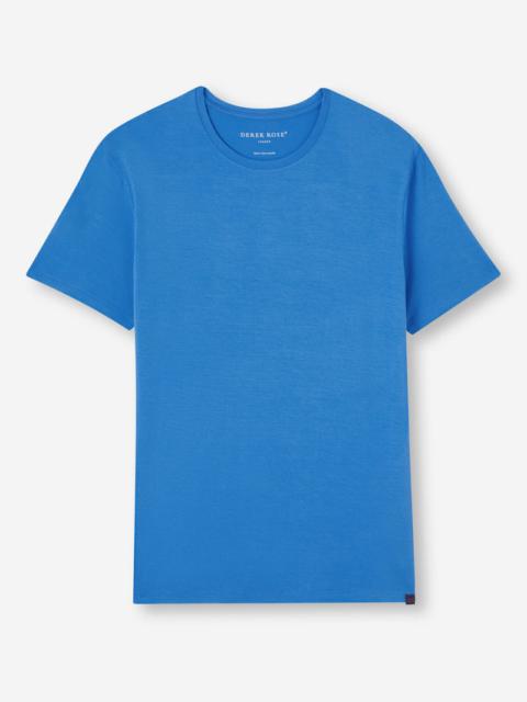 Derek Rose Men's T-Shirt Basel Micro Modal Stretch Azure Blue