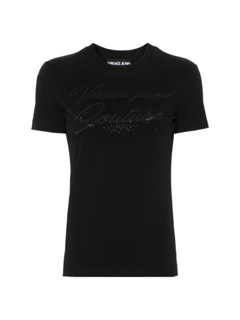 VERSACE JEANS COUTURE crystal-logo cotton T-shirt