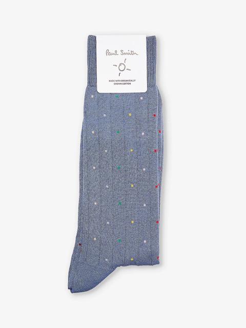 Signature dot-pattern stretch-organic-cotton blend socks