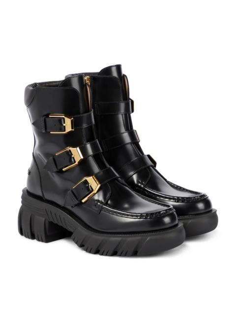 GUCCI buckled leather ankle boots