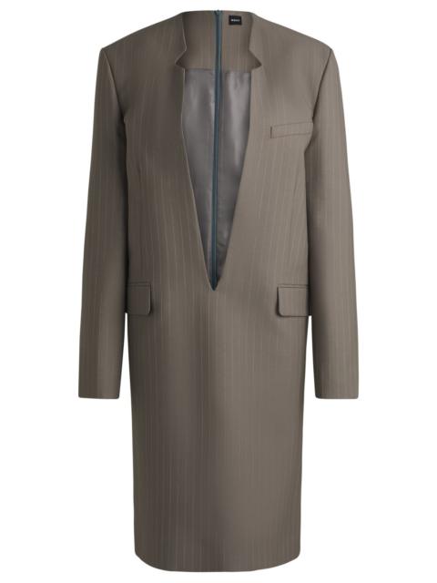 BOSS V-FRONT DRESS IN PINSTRIPE VIRGIN WOOL