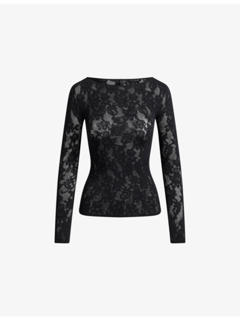 SKIMS Boat Neck Knit Lace Top