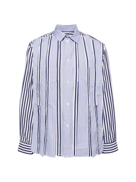 striped button-up shirt