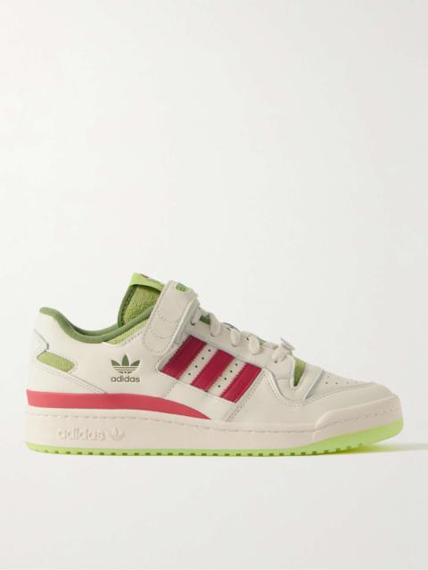 adidas Originals + The Grinch Forum Low V2 Suede-Trimmed Leather Sneakers