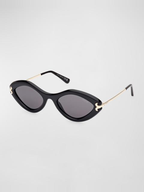 EMILIO PUCCI Logo Acetate & Metal Oval Sunglasses