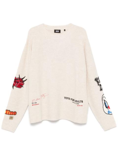 GCDS patch-detailing bouclé sweater