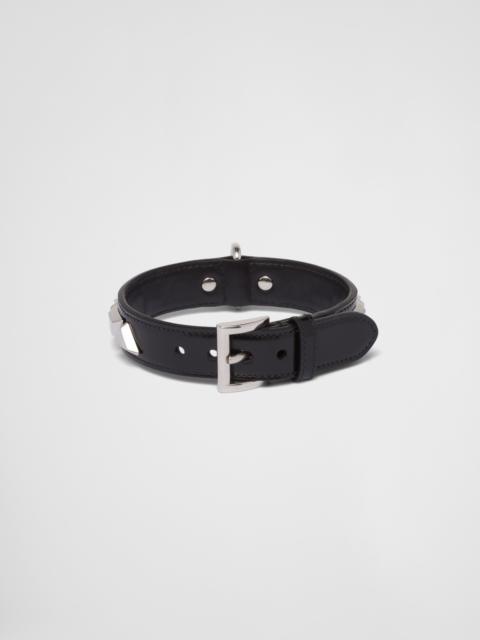 Prada Studded brushed leather pet collar