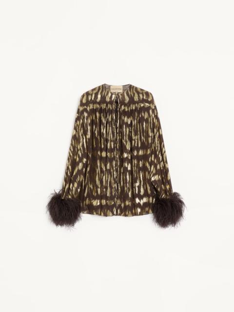 Valentino SHIRT IN GATTOCIVETTA FAUVE ÉCLAT LUREX JACQUARD