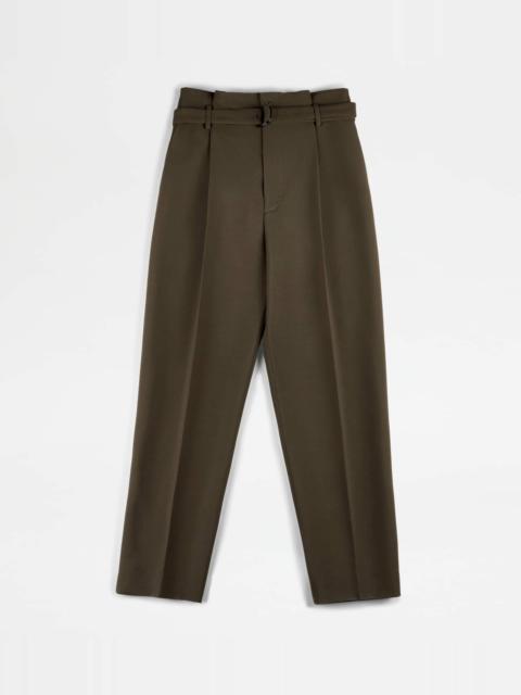 Tod's PANTS IN WOOL WITH DARTS - GREEN