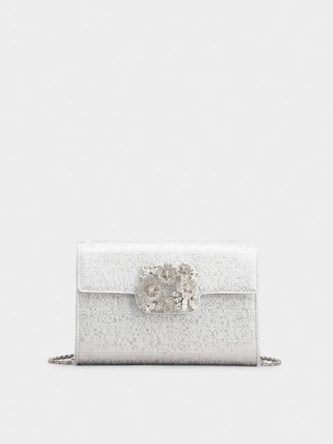 Roger Vivier RV Bouquet Strass Buckle Mini Clutch Bag in Fabric