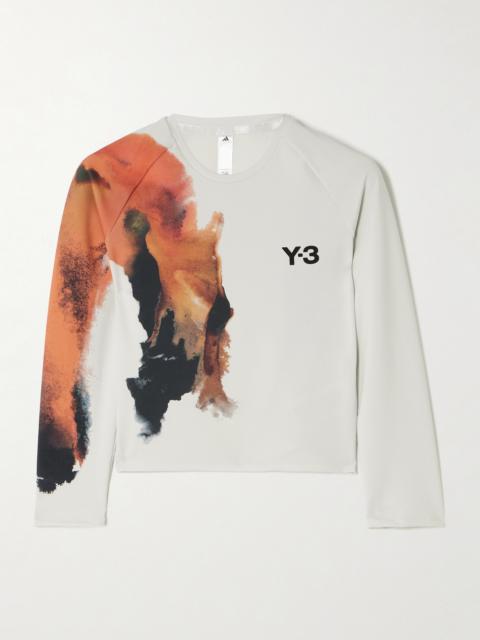 Y-3 + Y-3 Cropped Cutout Appliquéd Printed Recycled Stretch-jersey Tennis Top