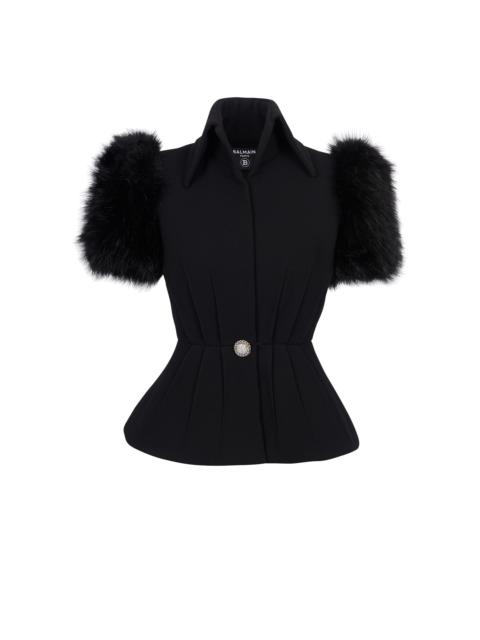 Balmain Jacket with short faux fur sleeves