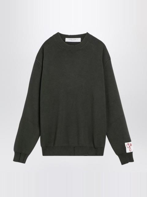 DARK BLUE COTTON CREW-NECK JUMPER