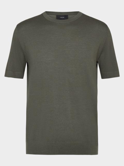 Vince Men's Featherweight Wool-Cashmere Short-Sleeve Crewneck Sweater