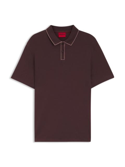 HUGO COTTON-JERSEY POLO SHIRT WITH CONTRAST EDGES