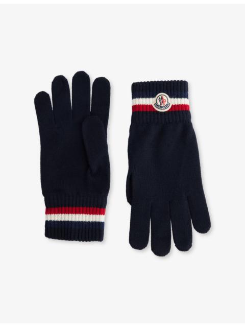 Moncler Striped Brand-Patch Wool Gloves