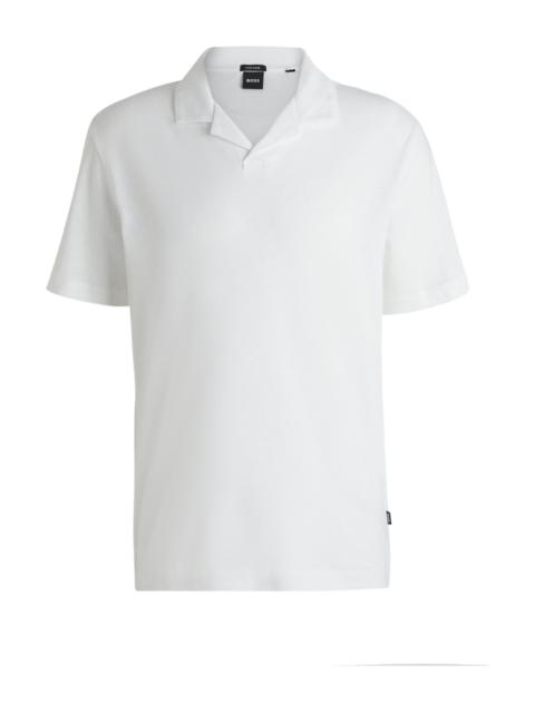 BOSS COTTON-LINEN POLO SHIRT WITH JOHNNY COLLAR