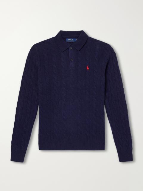 Polo Ralph Lauren Cable-Knit Wool and Cashmere-Blend Polo Sweater
