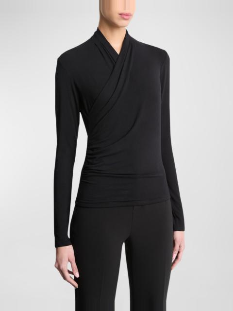 Vince Long-Sleeve Faux-Wrap Top